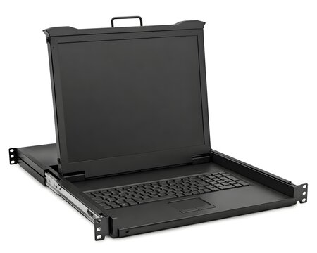 Rack-Mount KVM Console with Monitor, Keyboard, and Pointing Device for Streamlined Server Administration and Control