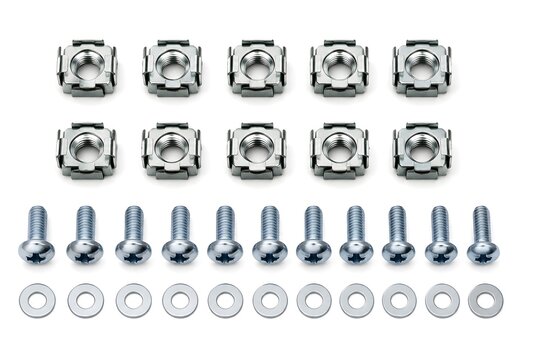 Rack Cage Nut Set with Bolts and Washers for Secure Server Rack Equipment Installation Projects