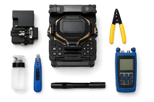 Complete Fiber Installation Toolkit with Fusion Splicer Cleaver Stripper Cleaning Tools Probe and Optical Meter