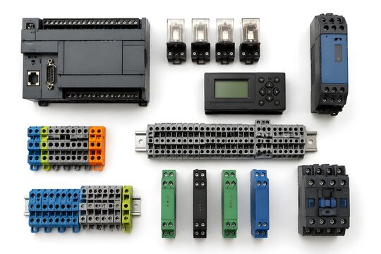Control Cabinet Components with PLC Relay Terminal Blocks Signal Isolator and Controller for Industrial Automation
