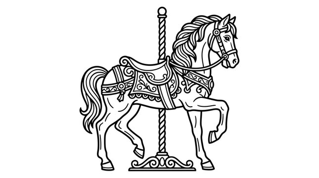 Ornate carousel horse illustration