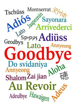 Goodbye Word Cloud in Multiple Languages for International Communication and Global Travel Concept