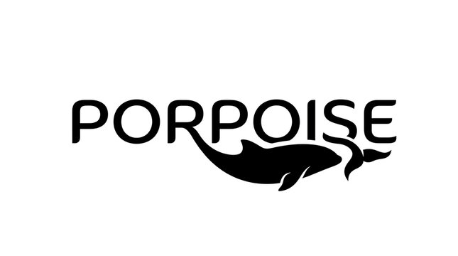 Minimalist Porpoise Silhouette Logo Design with Typography
