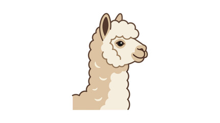 Naklejka premium Cartoon alpaca portrait isolated white background