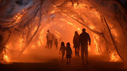 Fototapeta premium people walking in the halloween party