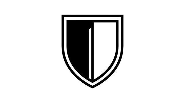 Shield symbol black white divide