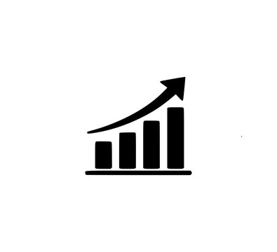 A black bar graph with an upward trend arrow icon