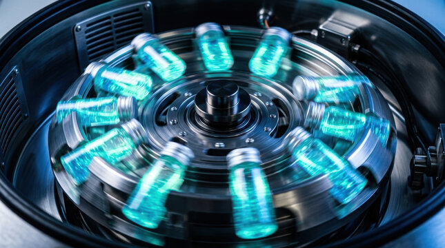 Microbiome research centrifuge vial laboratory science blue liquid motion blur sterile equipment support precise sample analysis
