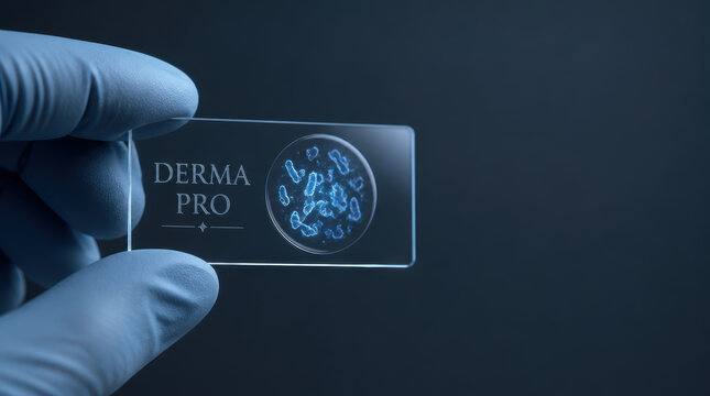 Microbiome research glass slide hand glove bacteria sample dark laboratory science analysis