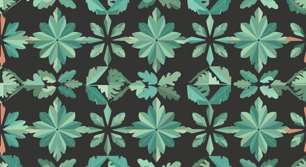 Fototapeta premium Elegant leaf pattern decorative motif with geometric symmetry