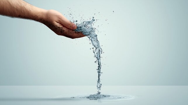 Conceptual representation of contaminated water flowing into human body symbolizing health risks and environmental issues