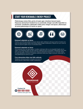 Green energy solutions flyer design. start your Renewable Energy Solutions projcet brochure template. It's an optimal design to communicate effectively about your sustainable products or services