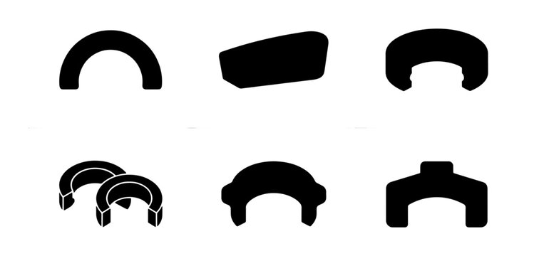 C-Clip Retaining Rings, Circlips, Fastener Icons, Mechanical Components, Industrial Hardware