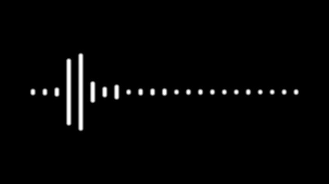Futuristic sound wave equalizer loop, audio frequency visualizer overlay, dynamic rhythm bars animation, voice waveform indicator, music spectrum, isolated on black background, 4k