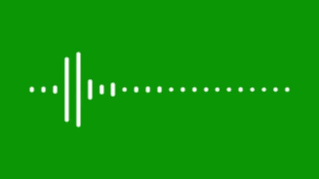 lean white soundwave visualizer animation, modern audio spectrum equalizer, music player frequency bars, voice recording waveform, isolated on green background, seamless loop 4k