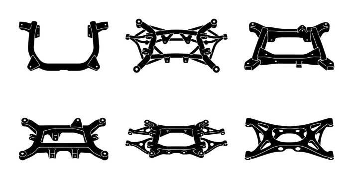 Automotive Suspension Components, Car Chassis Parts, Metal Frame Structures, Vehicle Engineering Diagrams