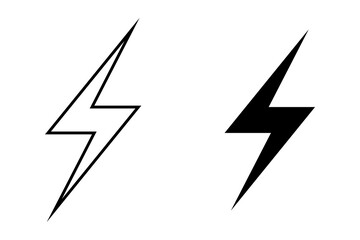 Black lightning bolt icons in outline and solid style © Joy