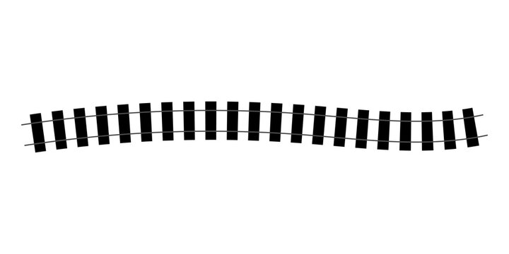 Black curved railway train tracks icon design element