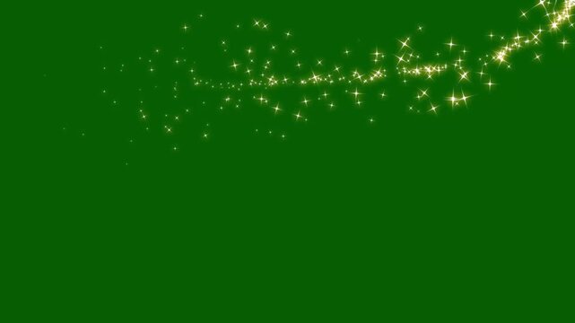Golden shimmering doodle sparkle trail, Fairy dust glitter stars trail transition on green screen, glitter star tail sparkle, glitter sparkle dust, glitter line transition animation, 4k video