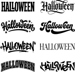 Collection of various Halloween typography designs and artistic lettering styles for seasonal holiday graphic projects and decorations © Hosneara akter
