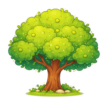 PNG Lush cartoon tree illustration.