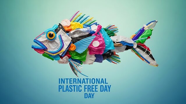 Colorful fish celebrating international plastic free day