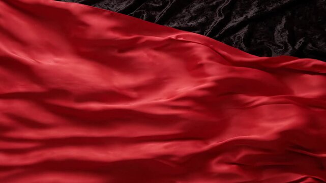 Vibrant red satin fabric texture luxury elegant flowing smooth shiny draped passion depth richness artistic design warmth sensuality romance sophisticated deep black backdrop