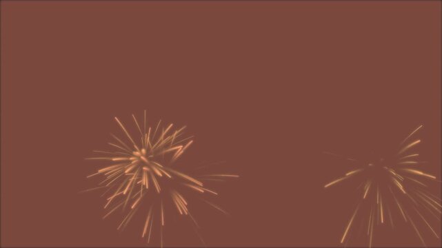 Golden fireworks exploding against a solid brown background for festive events.