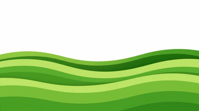 Abstract Green Rolling Hills Landscape with White Sky Background for Natural Themes and Eco-Friendly Concepts