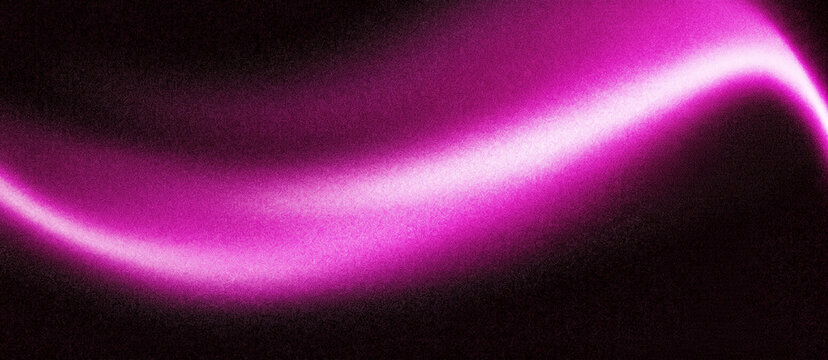 Abstract magenta light wave glowing curve on black background with abstract