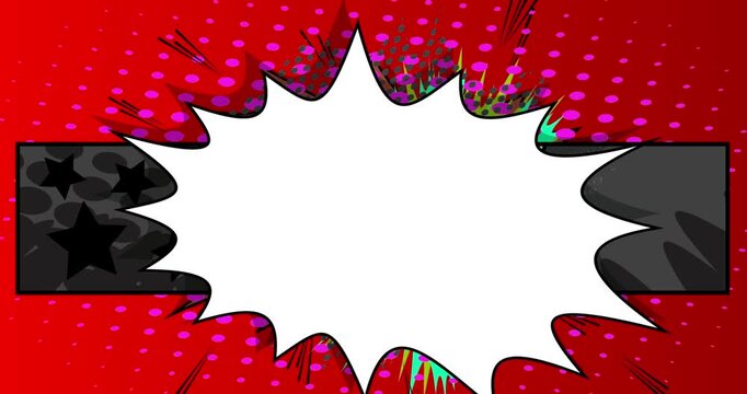 Cartoon background animation, comic book backdrop video. Retro comics pop art design.