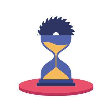 Hourglass with Circular Saw Blade | Time and Industry Concept