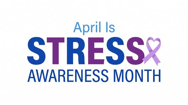 April stress awareness month colorful text design