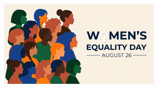 Women's equality day illustration with diverse crowd