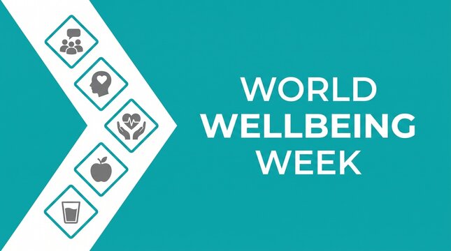 World wellbeing week colorful vector banner icons