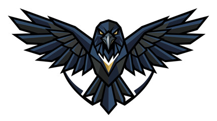 Obraz premium Stylized raven bird emblem with wings spread