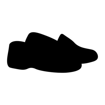 Black pair of slip-on shoes or clogs silhouette icon, isolated on a transparent background.