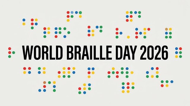 World Braille Day 2026 Typography with Colorful Tactile Dot Patterns