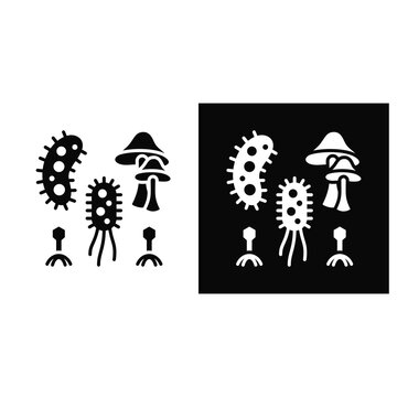 Microbial Community Icon White And Black Background Style