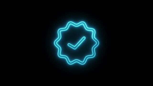 Neon Blue Verification Badge Checkmark Animation