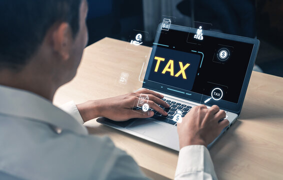 Concept of tax preparation and financial compliance. Filing official tax documents and forms for government reporting, auditing, and financial accounting purposes. Fermion