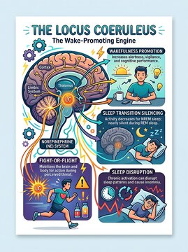 Locus coeruleus function and the wake promoting engine infographic