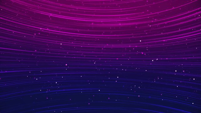 Arched Pink and Blue Lines with Sprinkled White Dots Creating a Vibrant Abstract Backdrop, Dynamic Motion Graphic.