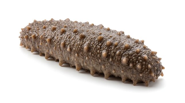 Fresh raw sea cucumber isolated on white background.