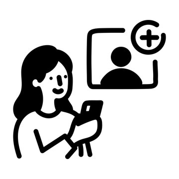 Creator receiving a new profile request with an add symbol.