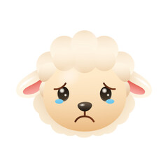 Fototapeta premium Sad Crying Sheep Emoji - Cute Cartoon Face