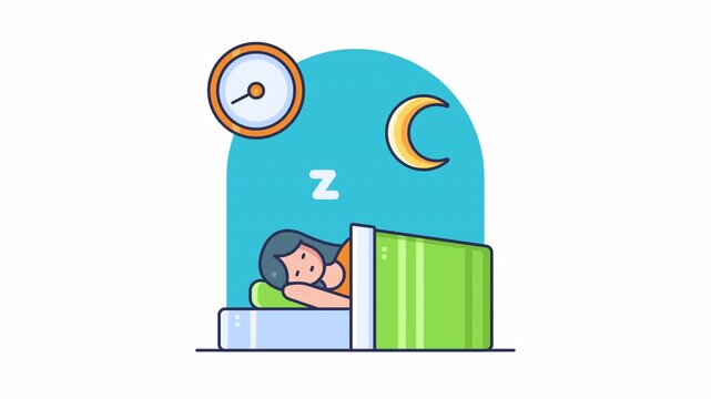 Sleep bed night time. Animated icon style, looping animation with alpha channel