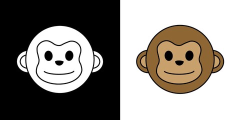 Outline and colored drawing of a monkey head.  © Ibas' Creations