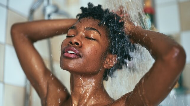 Woman taking a shower