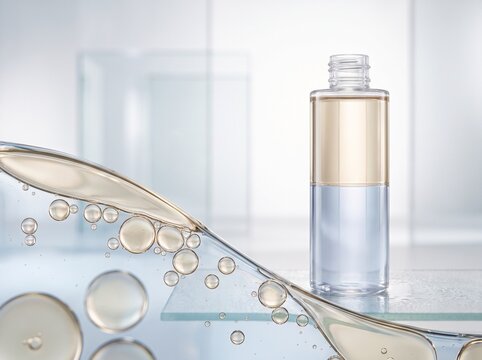 Dual phase cosmetic cleanser with oil and water separation concept